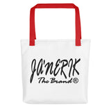 JA'NERIK The Brand (Cursive print - colored handles) Tote bag